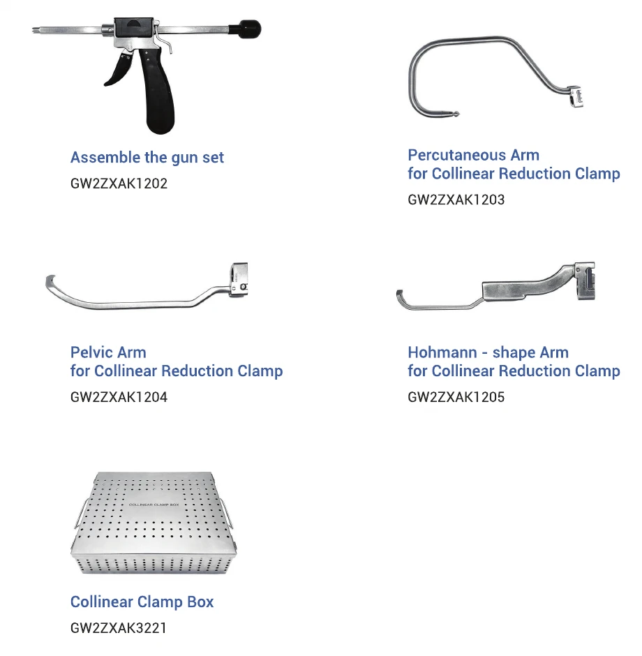 ด้ามจับ แขนเครื่องมือสามแบบ และกล่อง Collinear Clamp จากแค็ตตาล็อก